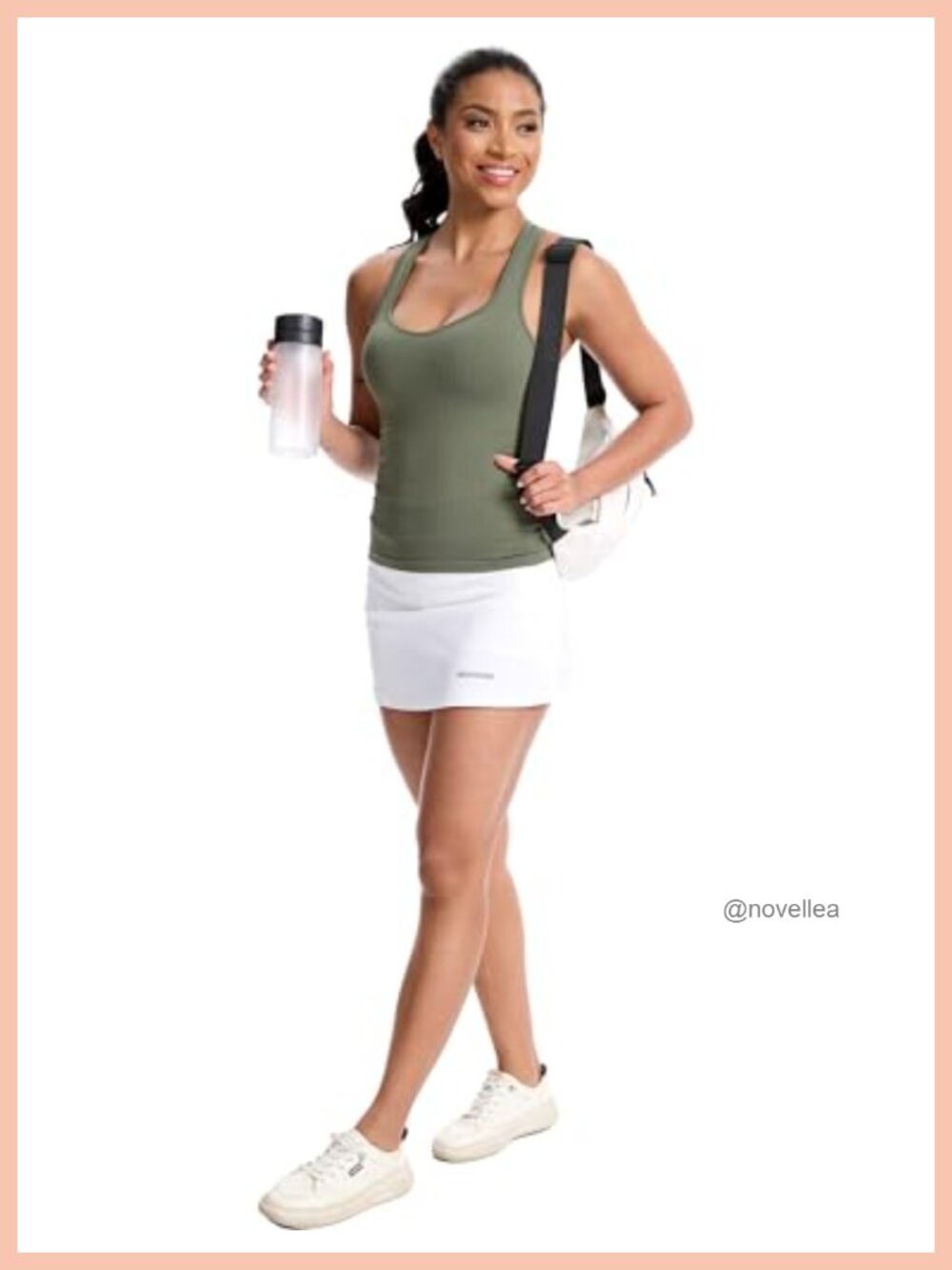 Seamless Ribbed Workout Tank Top with Built-in Bra, Racerback - Picture 2 of 4